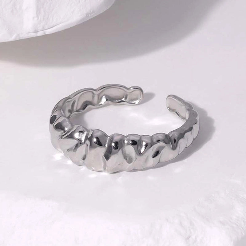 304 Stainless Steel 18K Gold Plated Elegant Retro Plating Geometric Leaf Heart Shape Open Rings