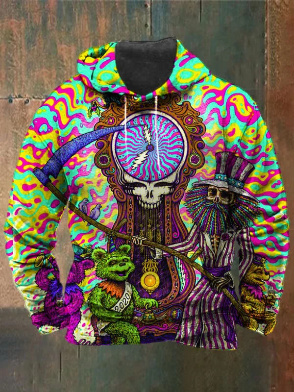 Unisex Skull Bear Print Heavyweight Hoodies