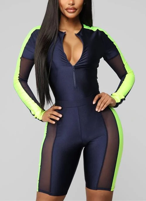 Mesh Stitching  sports  Swimsuit Two-Pieces（Two Ways Of Wearing）