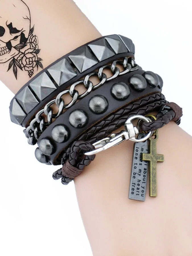 Punk Multi-Layer Rivet Bracelet