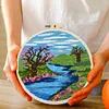 【Limited Stock Sale】Lakes And Sky-DIY Embroidery Kit with Pattern Cotton Threads Needles Hoop 30*30cm/11.81*11.81in tapestrymarket