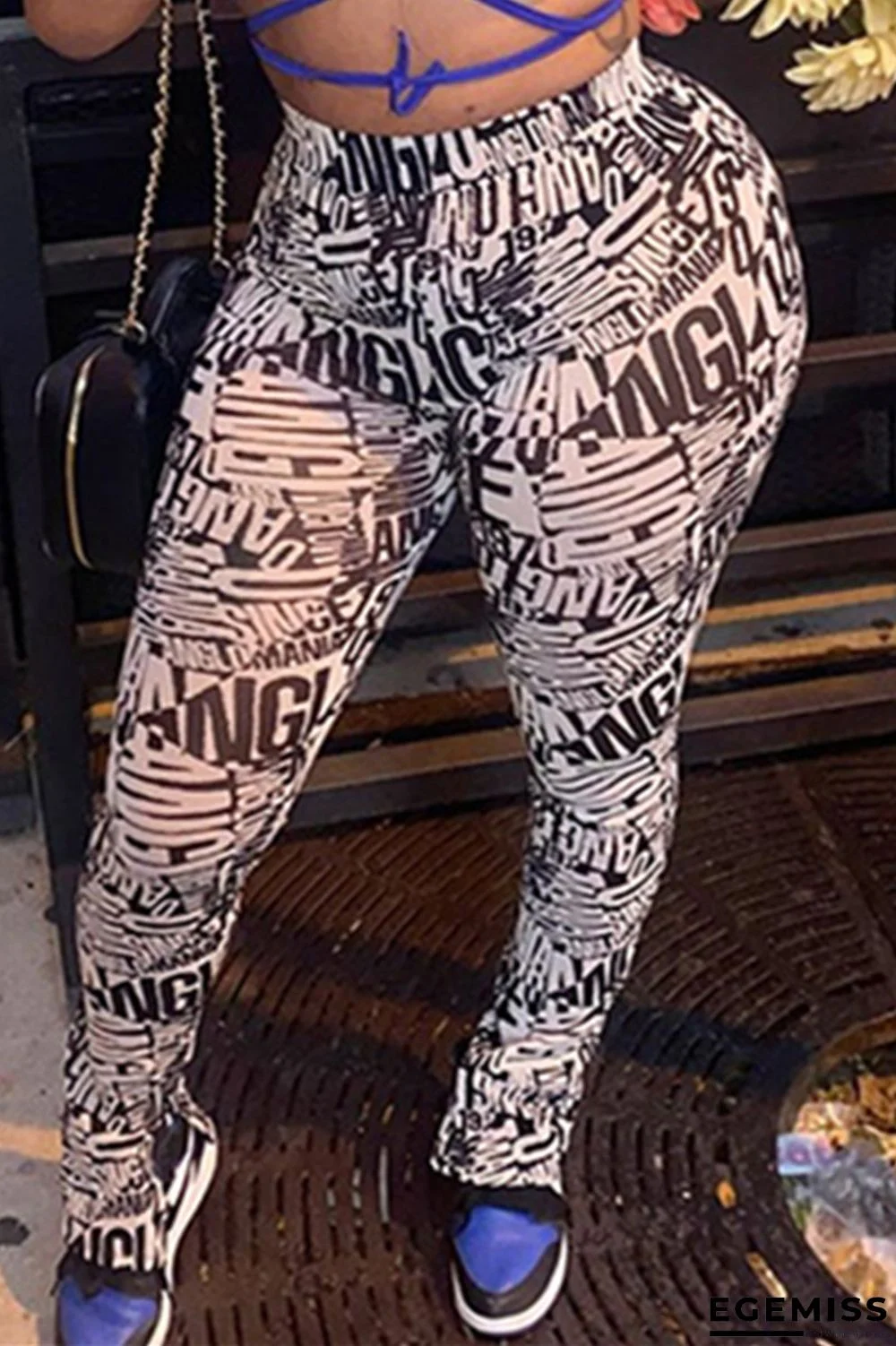 multicolor Fashion Casual Print Basic Skinny Trousers | EGEMISS