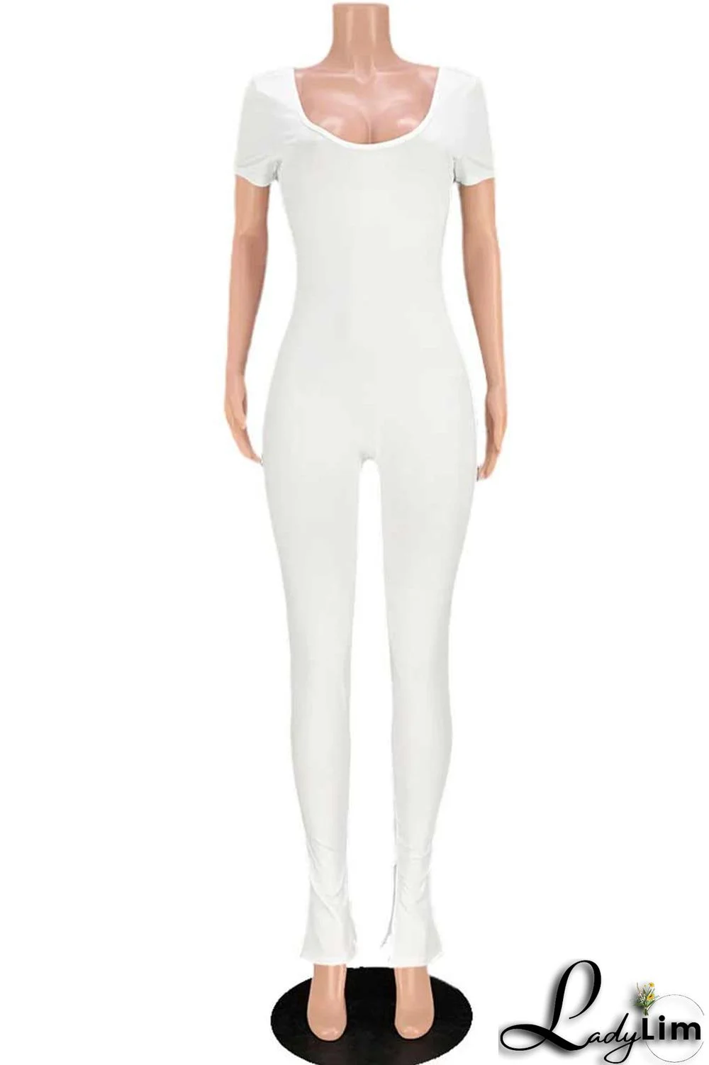 Green Sexy Solid Patchwork Backless U Neck Skinny Jumpsuits