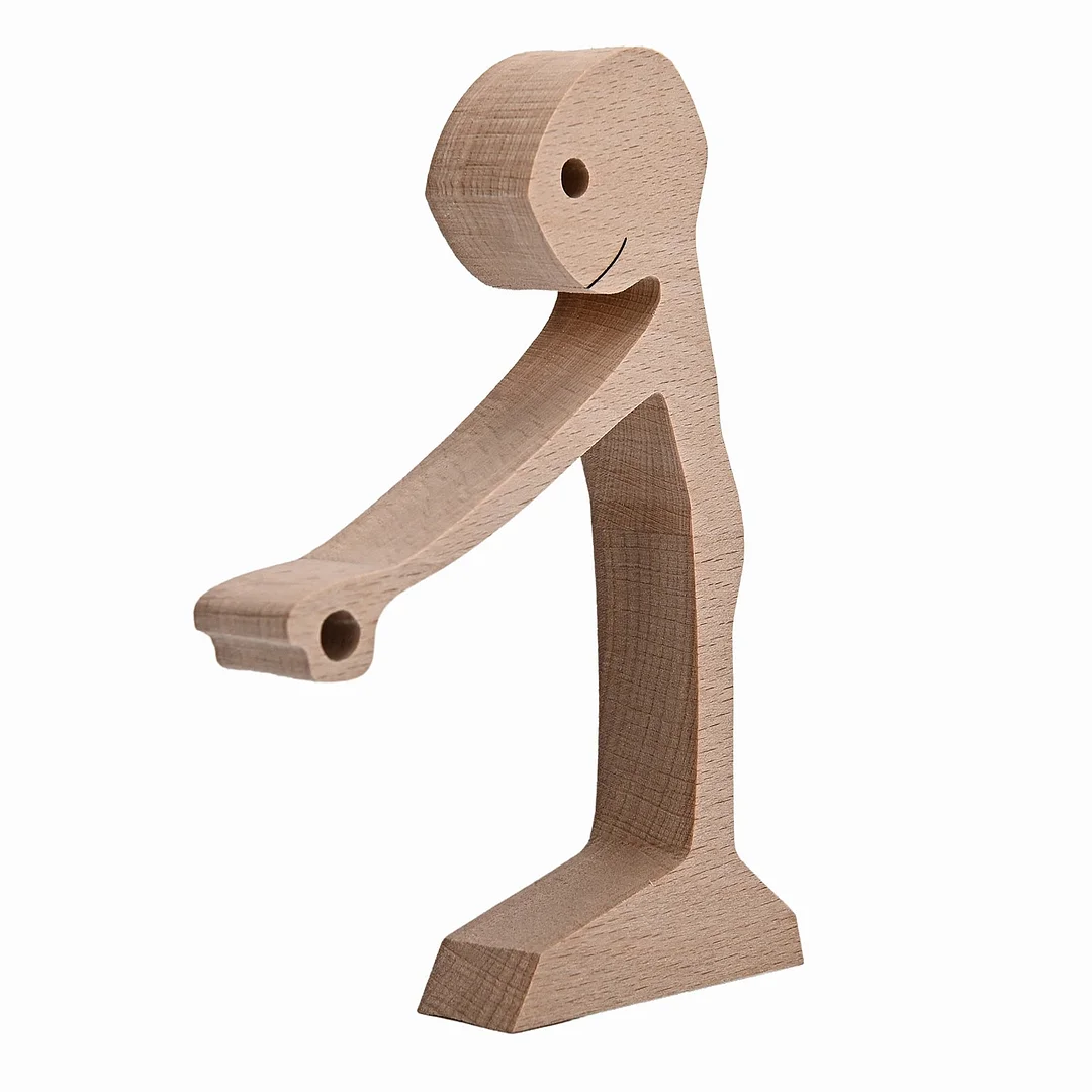 Handmade Wood Dog Decor Sculptures Craft Creative Figurine Ornement Decoration For Bedroom Home Office Decor Gift Natural