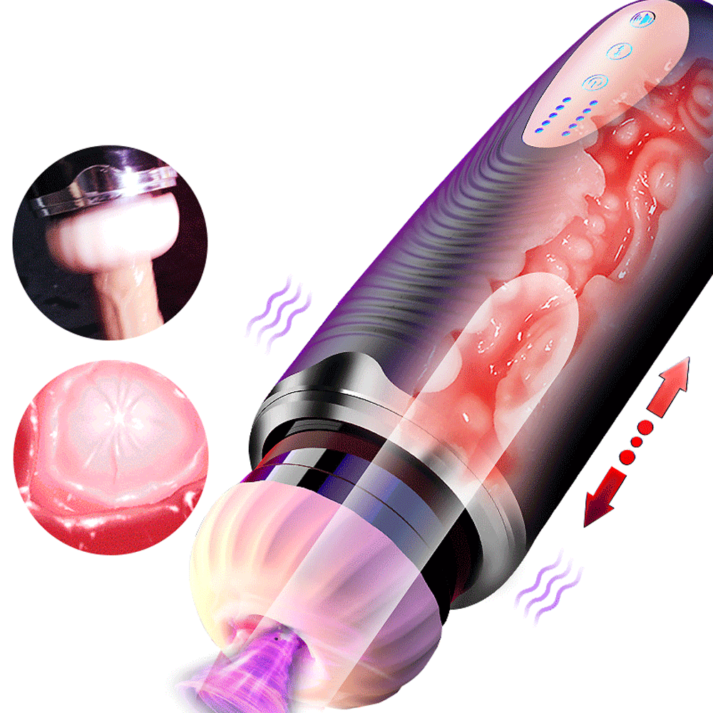 Interactive Voice Automatic Telescopic Sucking Vibration Masturbation Cup 