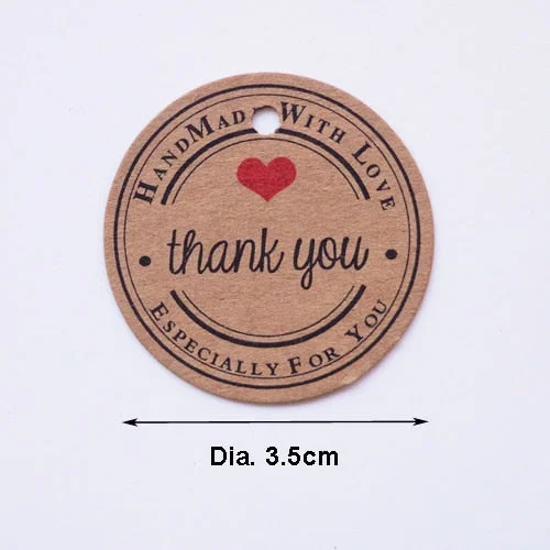 Christmas Gift 100pcs Thank you with Red Heart Kraft Gift Tags Wedding Party Paper Hang Tags Price Label Hang Tag Cards