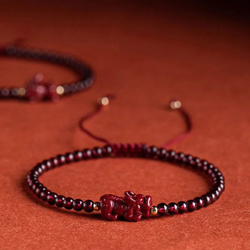 Cinnabar PiXiu Blessing Calm String Bracelet
