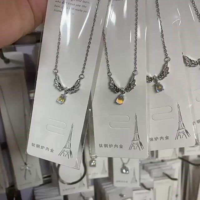 Angel Wings Teardrop Necklace