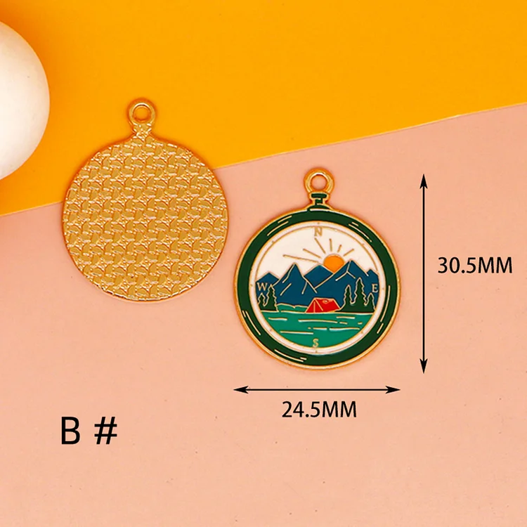  10/30pcs Cartoon coconut tree island Charm Bag Mountain Camera Charms Enamel Charm Pendant Bracelet DIY Earring Necklace Key Chain Jewelry Accessories