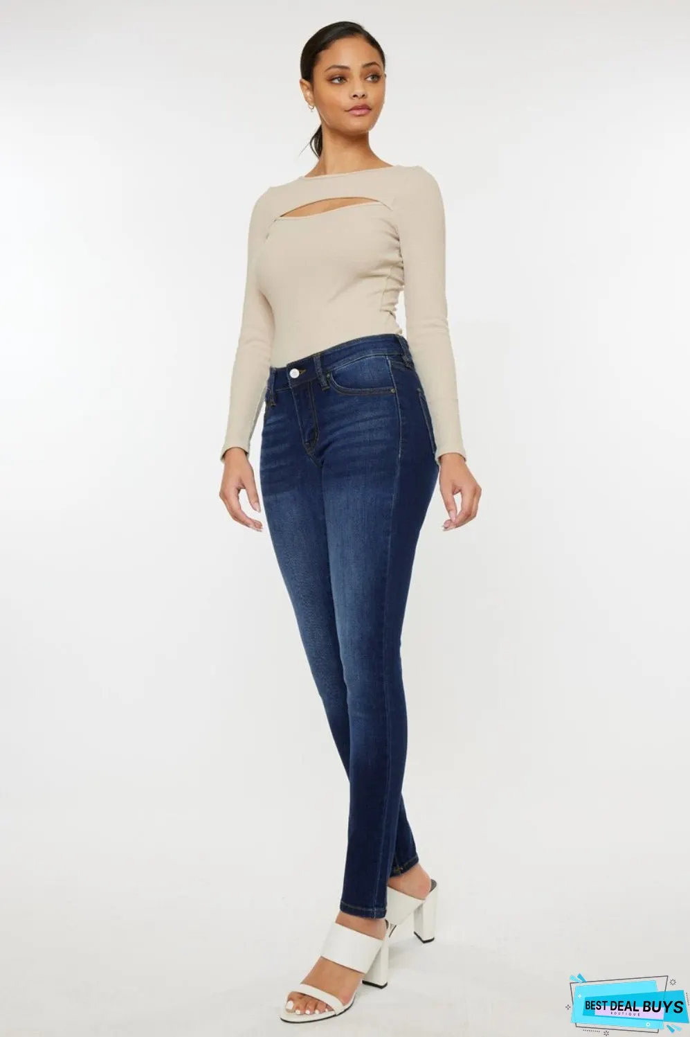 Kancan Mid Rise Gradient Skinny Jeans