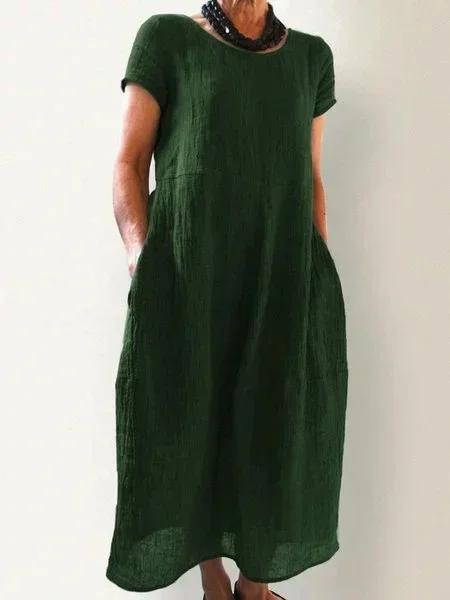 Vintage Round Neck Long Dress