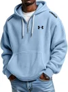 Men's Loose Casual Waffle Half-Zip Hoodie