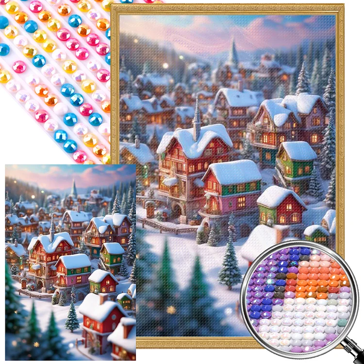 Winter Town 40*60CM (Canvas) Full AB Round Drill Diamond Painting gbfke