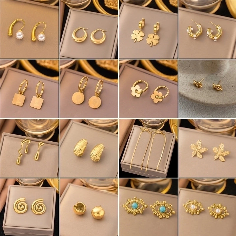 1 Pair Sweet Minimalist Heart Shape Bow Knot Shell Plating Titanium Steel Drop Earrings