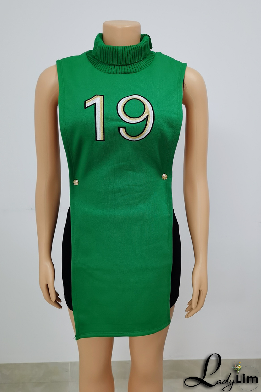 Black Casual Print Split Joint Turtleneck Tops