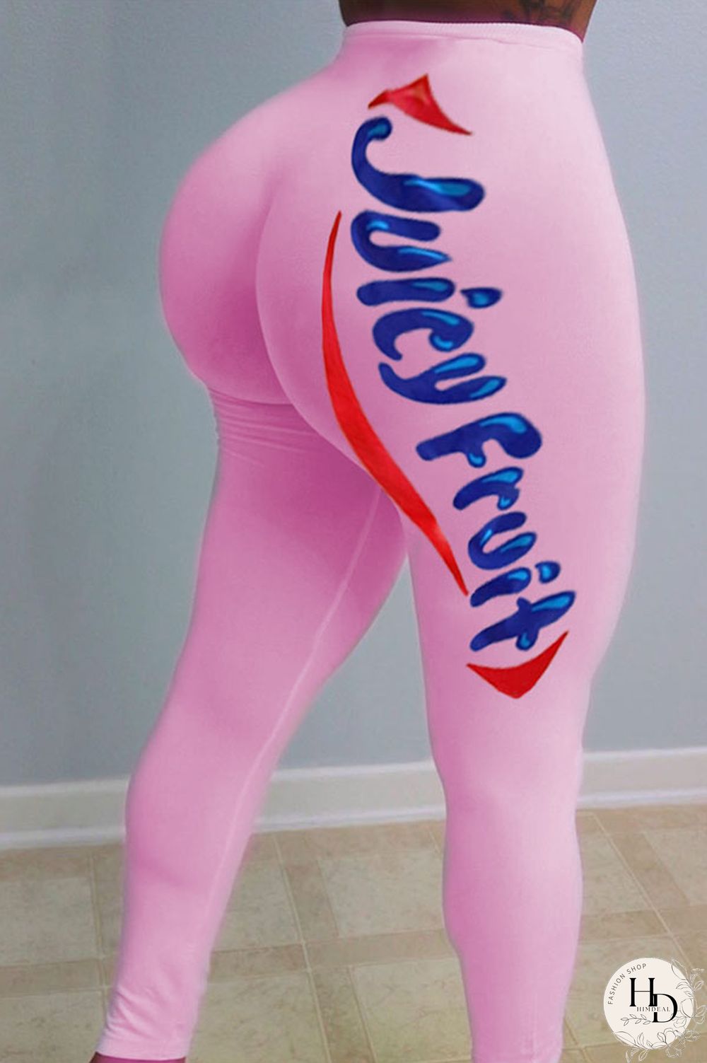 Black Elastic Fly Mid Print Straight Pants Bottoms