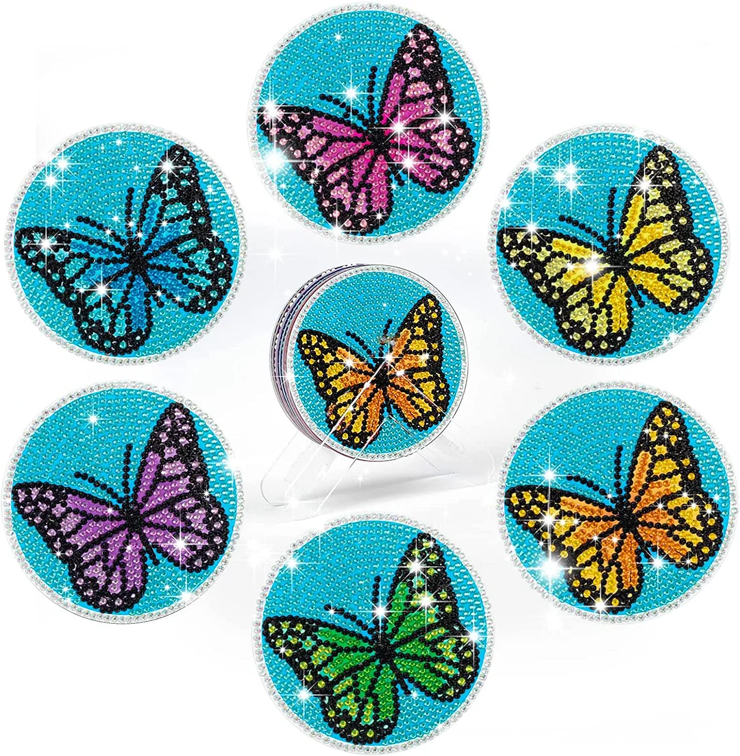 DIY Wooden Butterfly Coasters Diamond Painting Kits for Beginners, Adults & Kids Art Craft Supplies