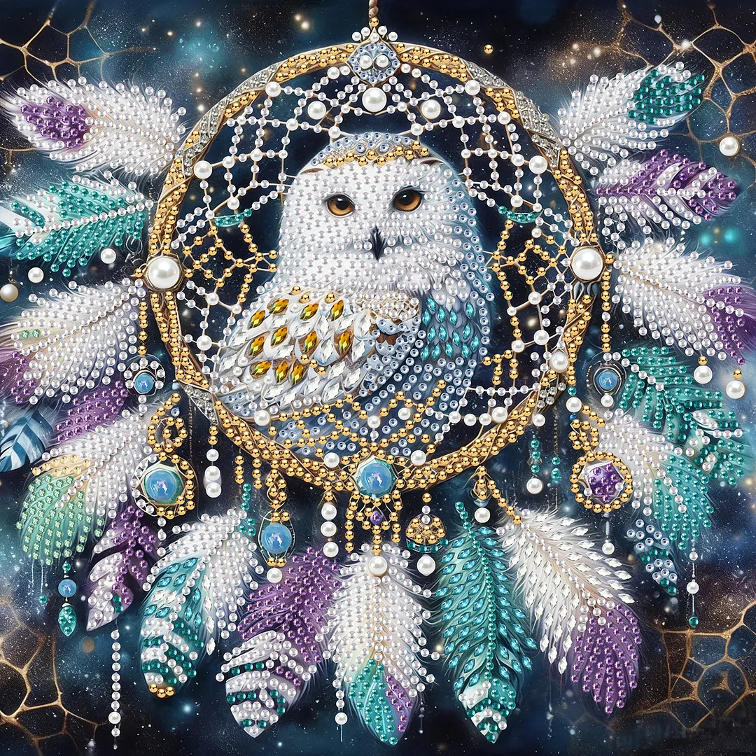 Owl Dreamcatcher DIY Art Craft Pearl Diamond Painting with Frame 9.84x9.84in Diamond Art Pearl Painting Kit for Adults Beginners Gift Idea Home Wall Decor