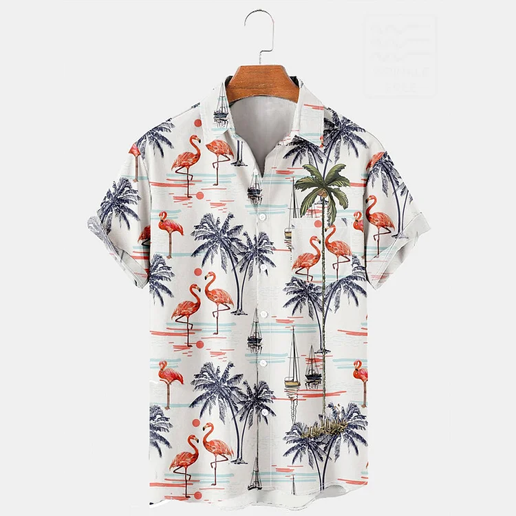 BrosWear Crowned Crane Palm Short Sleeve Shirt