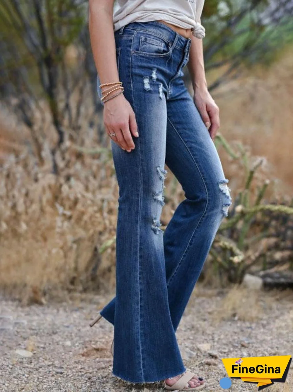 Straight Dark Blue Ripped Jeans