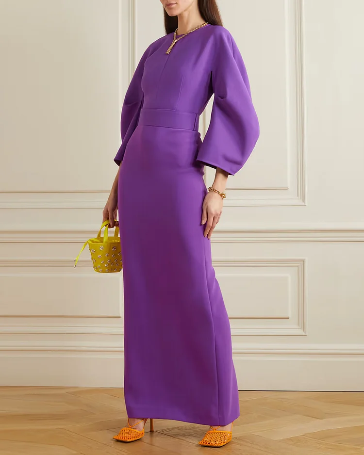 Allegra Belted Crepe Maxi Dress
