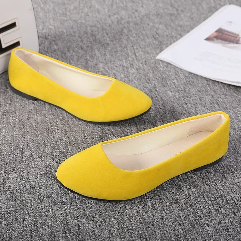 Women Flat Shoes Trend Simple Sweet Classic Candy Colors New Autumn Summer Casual Flock Flats Boat Cute Girls Flats Office Shoes