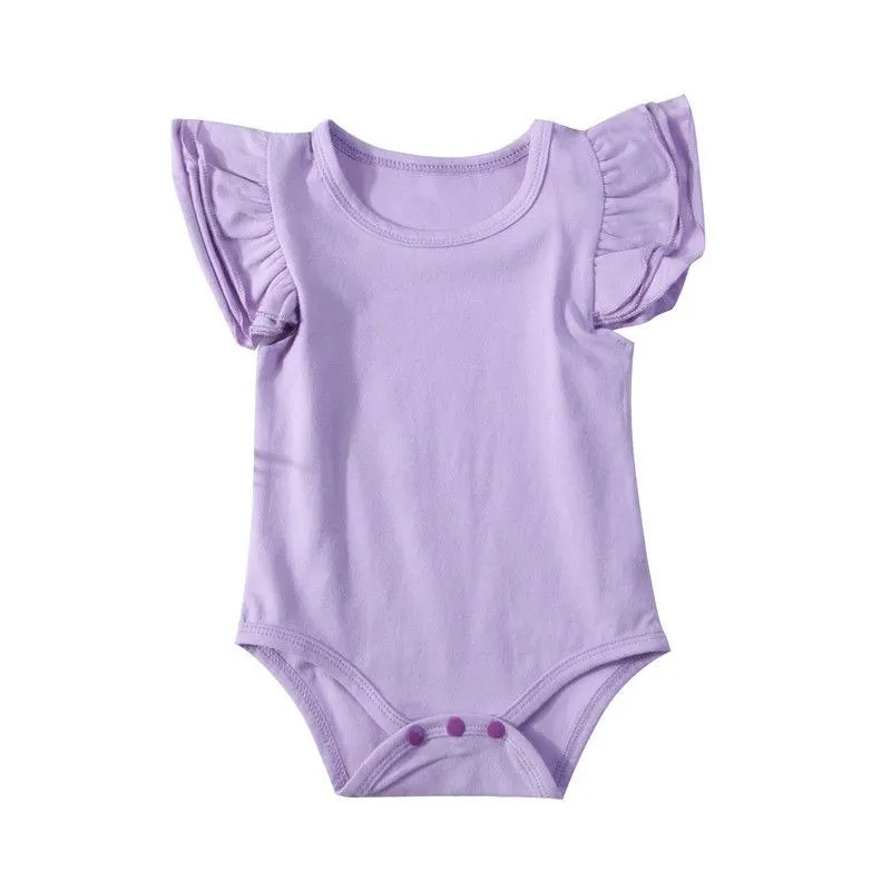 2018 Brand New Newborn Toddler Infant Baby Girl Boy Bodysuit Ruffled Sleeveless Outfits Jumpsuit Sunsuit Solid Wholesale Clothes