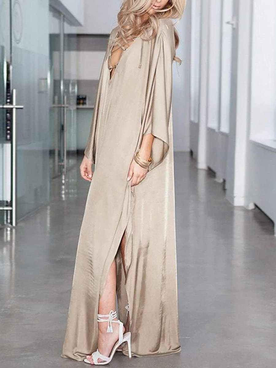 Loose V-neck maxi dress