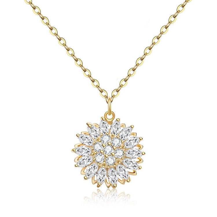 S925 You Are My Sunshine Rotating Sunflower Necklace