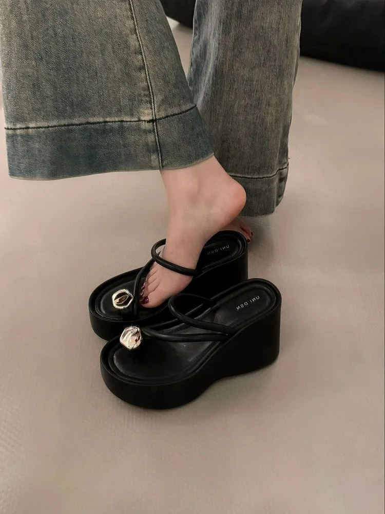 Wongn Wongn Toe Silver Small Slippers Women's Shoes Wear 2024 New Summer Small Platform Fashion Sandals