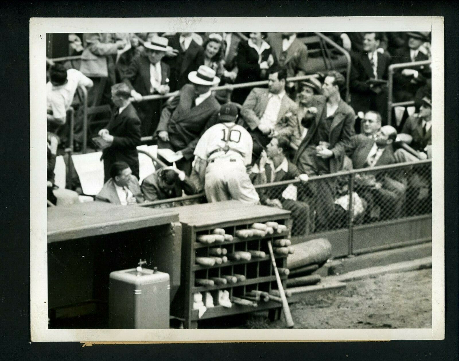 Mickey Owen into stands for foul pop-up 1942 Press Photo Poster painting Brooklyn Dodgers