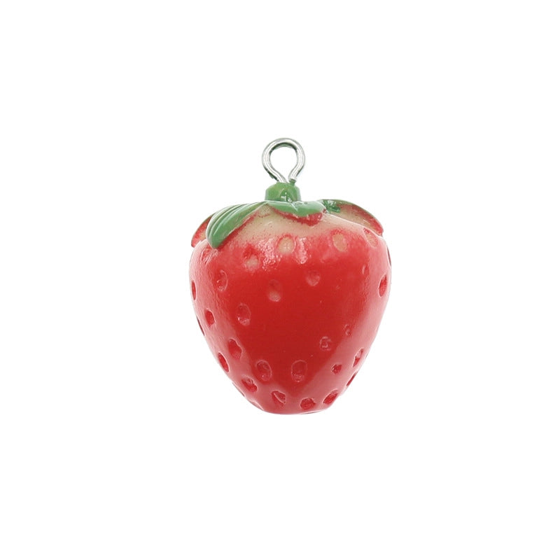 Resin Simulation Fruit Three-dimensional Mini Strawberry Earrings Bag Key Chain Pendant DIY Jewelry Accessories