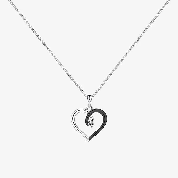 For Memorial - Life & Death Half Black Heart Necklace