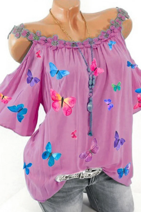 Colorful Butterfly Print Top