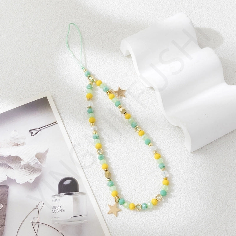 Sweet Star Artificial Crystal Alloy Beaded Mobile Phone Chain