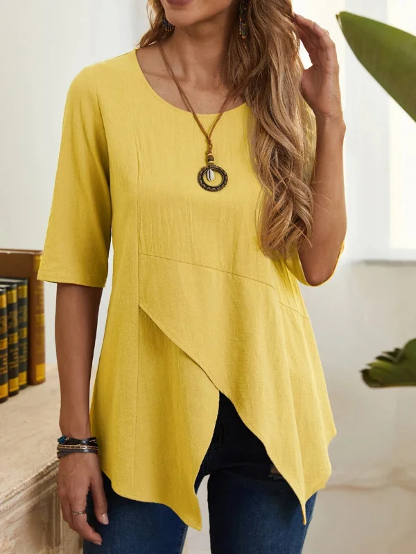 Irregular Hem Half-Sleeve Shirt