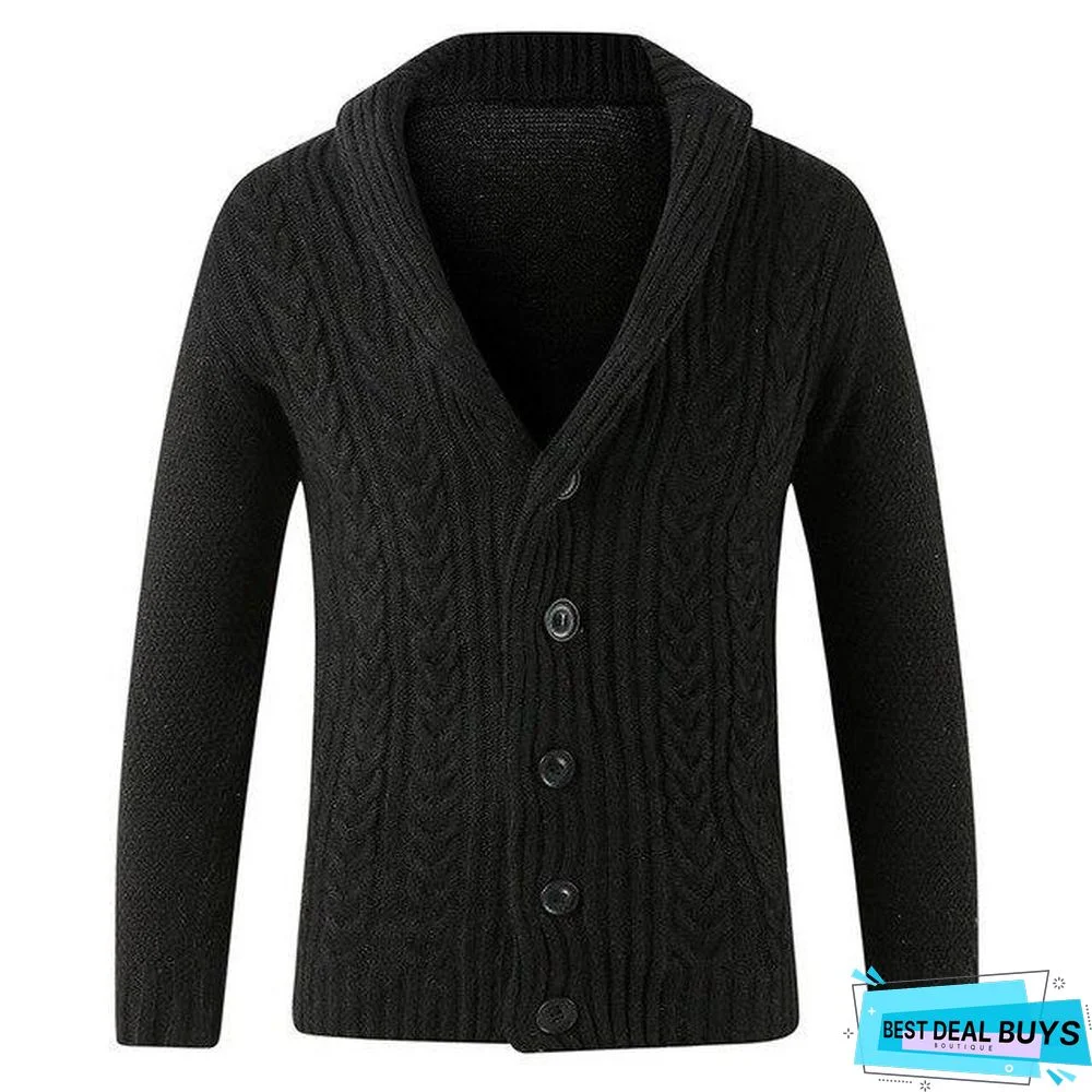 Men Casual Warm Men's High Quality Fashion Cardigan V-Neck Knitting Sweaters Coat