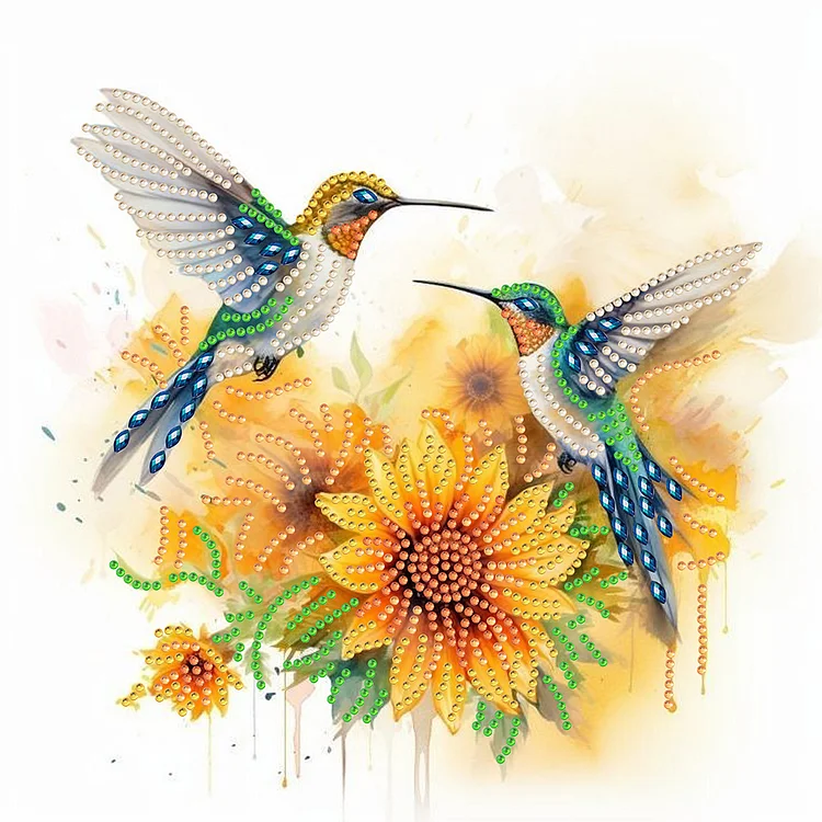 Partial Special-Shaped Diamond Painting - Birds In Flowers 30*30CM