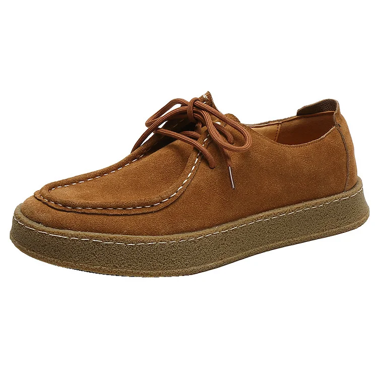 Men'S Casual Fashion Cow Suede Genuine Leather Lace-Up Shoes