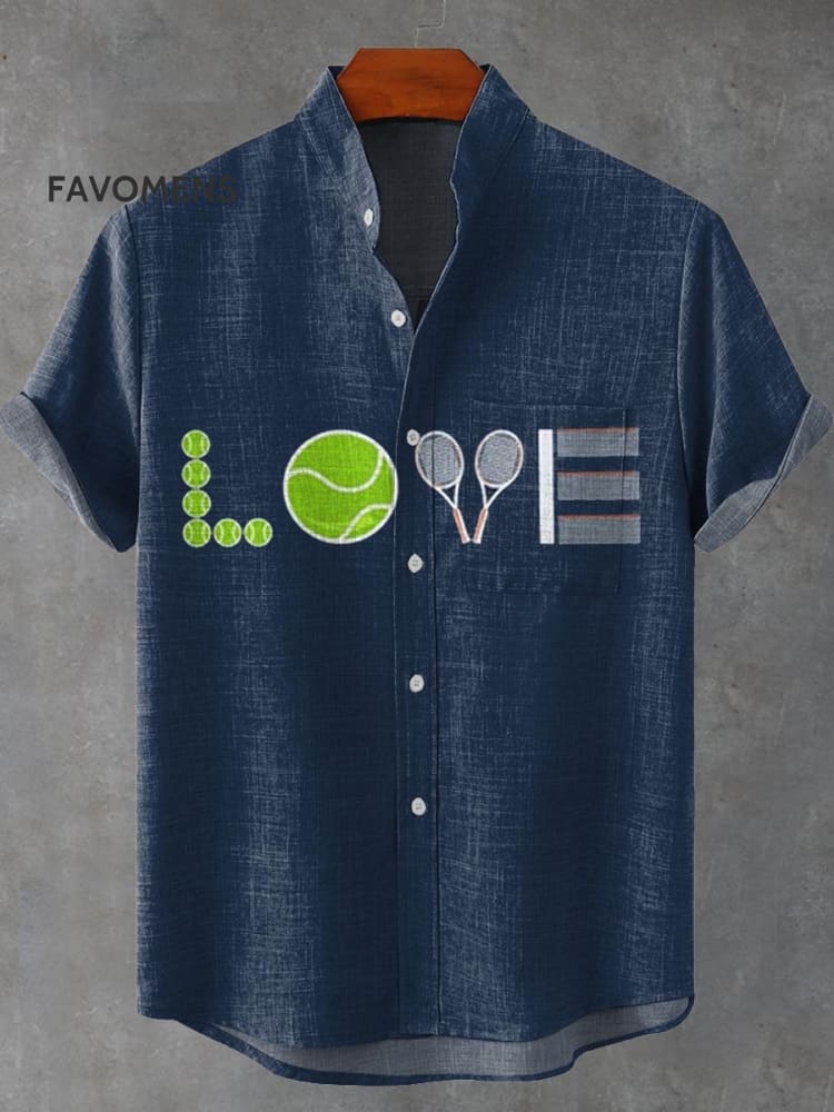 Sports Love Tennis Art Print Casual 100% Cotton Shirt Multicolor / S