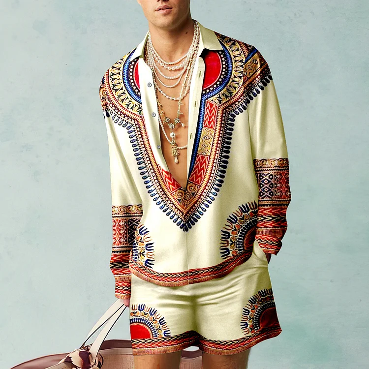BrosWear African Classic Print Shirt And Shorts Co-Ord