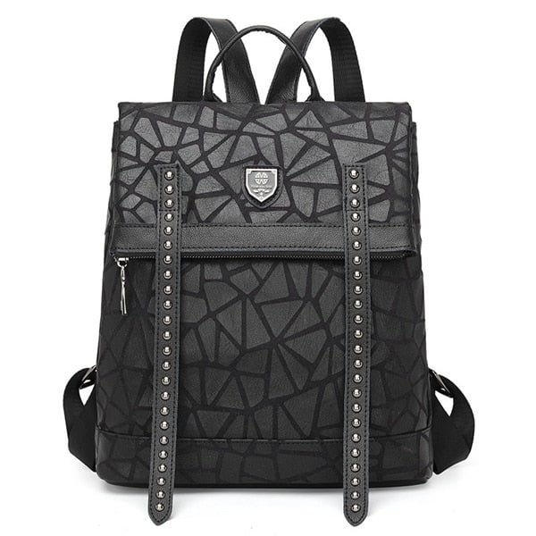 Motaora Women's Bag Composite Cowhide Leather Backpack For Women Fashion Rivet Black Bag Large Capacity School Backpack Female