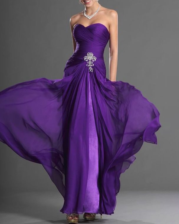 Gown chiffon silk maxi dress strapless