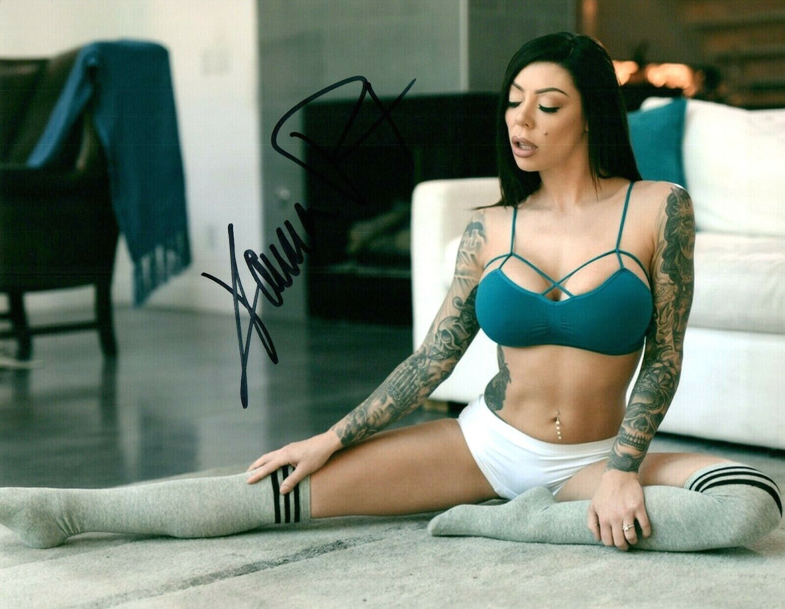 Karma Rx Super Sexy Hott Adult Model Signed 8x10 Photo Poster painting COA Proof 50B