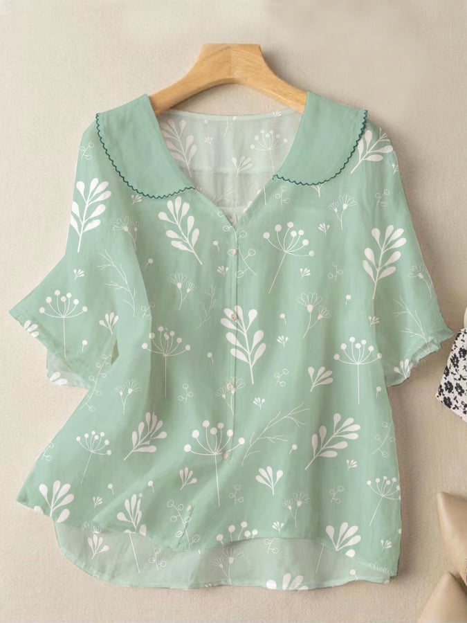 Fashion Print Loose All-Matching Cotton Shirt