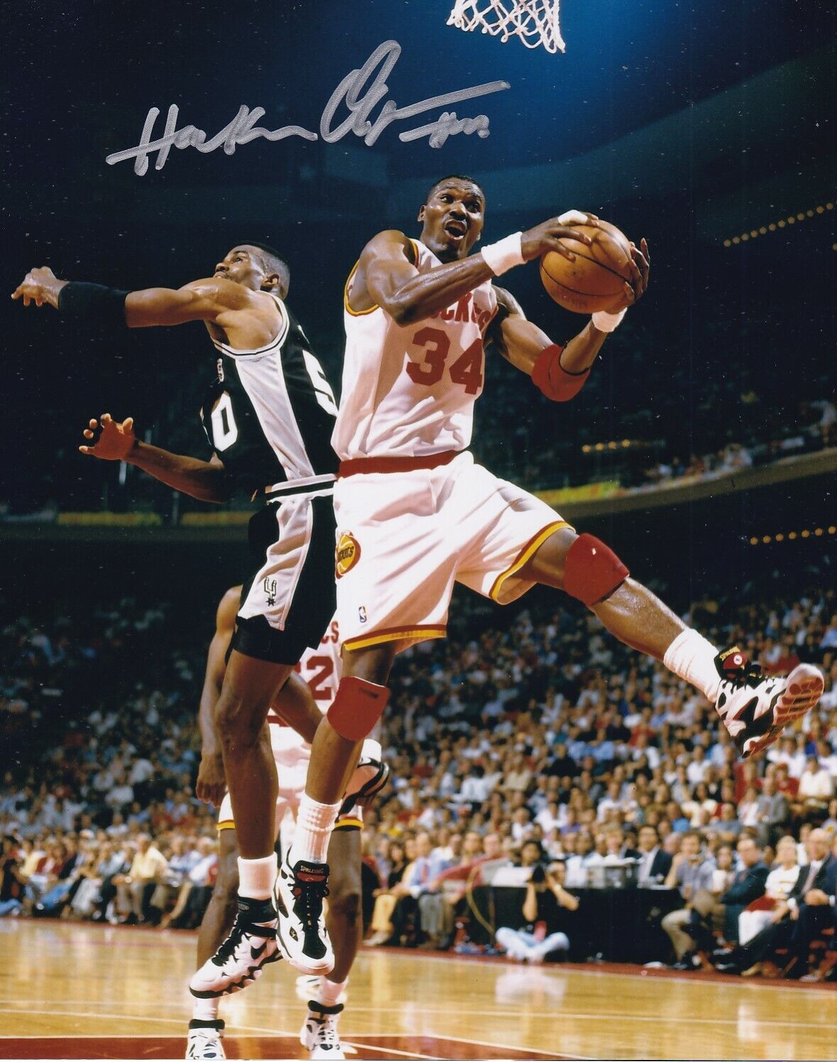 HAKEEM OLAJUWON SIGNED AUTOGRAPH 8X10 Photo Poster painting HOUSTON ROCKETS