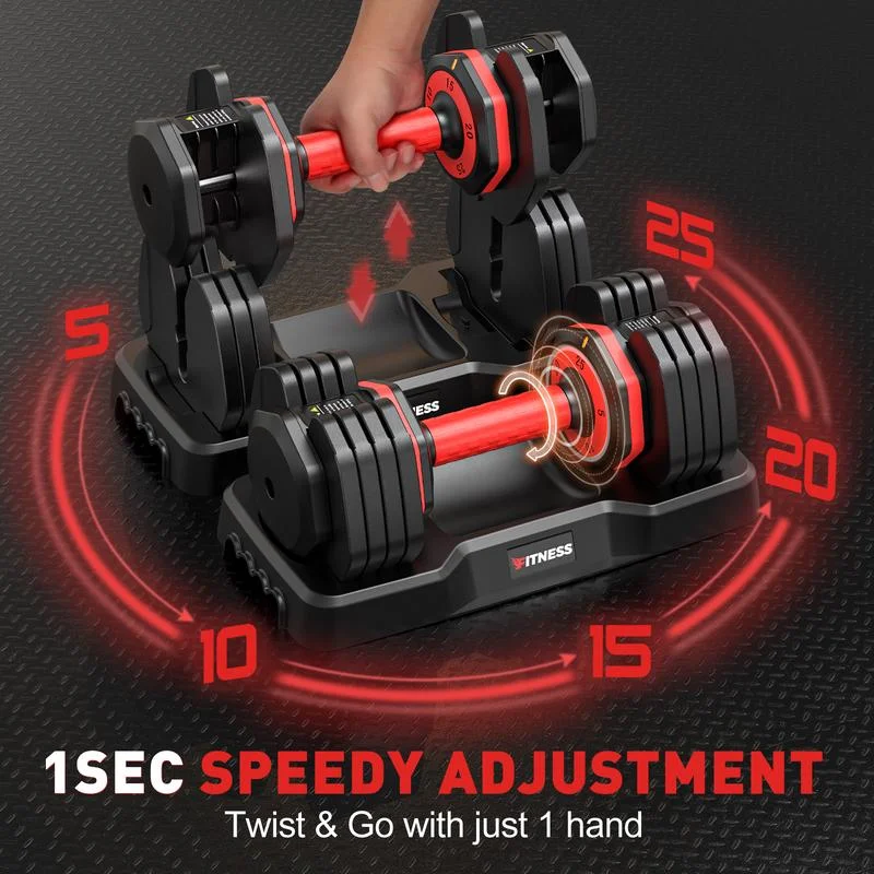Product Introduction of Bearbro 5-25LB / 15-55LB Adjustable Dumbbell for Home Gym Equipment, 5 in 1 Quickly Adjustable Weights Plates and Rack, Hand Weights Suitable Women and Men, Full Body Workout Fitness 9