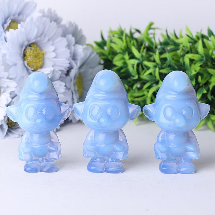 3.2" Blue Opalite Smurfs Crystal Carvings Cartoon Bulk Crystal wholesale suppliers
