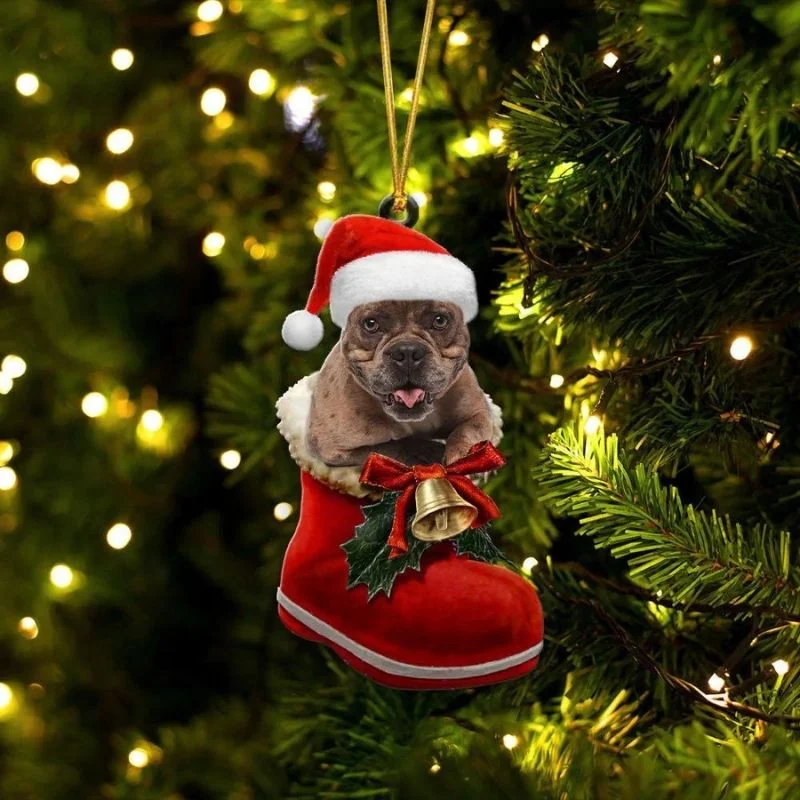 VigorDaily American Bully In Santa Boot Christmas Hanging Ornament SB128