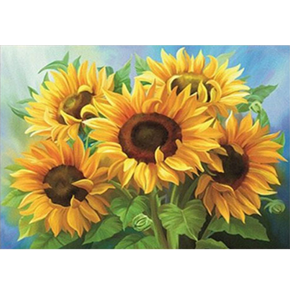 Sunflower 11CT pre-stamped canvas(50*68cm)  silk cross stitch(15 colors)